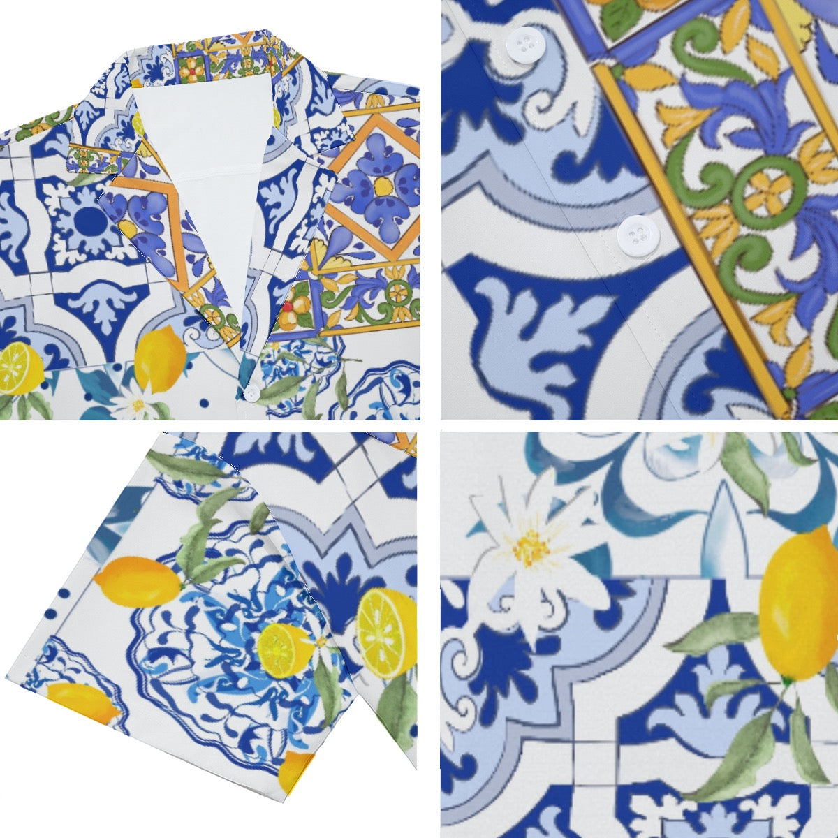 Sicilian tiles,lemon,majolica,mediterranean All-Over Print Men's Deep  V-neck Short Sleeve T-shirt – Citrus summer vibes
